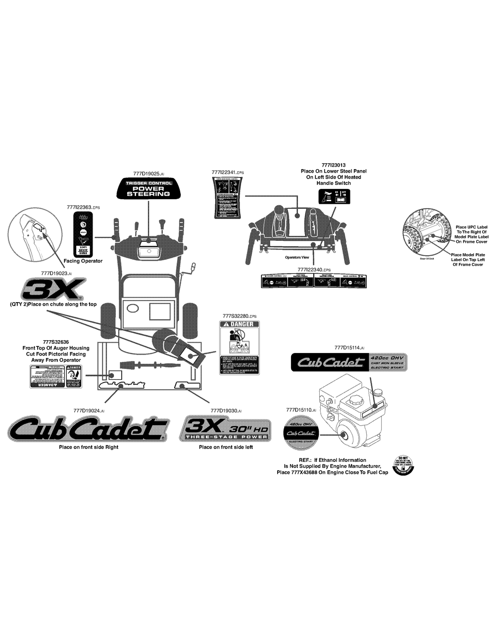 Label Map 30-Inch Hd Diagram and Parts List for 3X30-INCHHD31AH57SZ (31AH57SZ710)(2014) Cub Cadet Snow Blower
